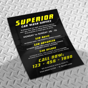 Dark black automotive car wash flyer