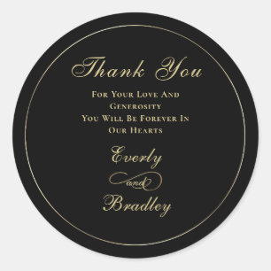 Dark Black Background Gold Script Traditional Classic Round Sticker