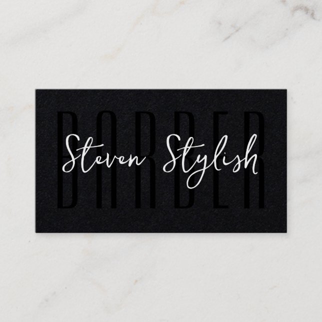 Dark black barber business card (Front)