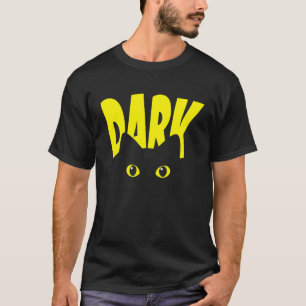 Dark Black Cat with Big Eyes Cool Cat Dad Mum Cat T-Shirt
