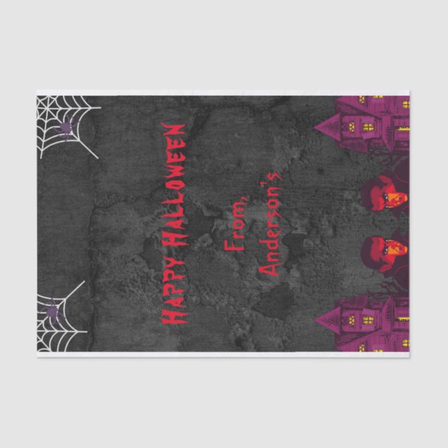Dark Black Creepy Custom Halloween Party Gift Tissue Paper (Front)