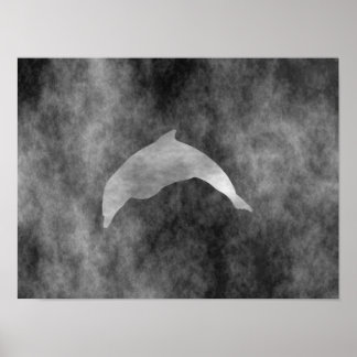 Dark Black Dolphin Poster