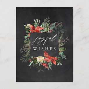 Dark Black Modern Holiday Winter Christmas Joyful Postcard