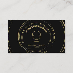 Dark Black Skull Tattoo Piercing Studio QR Code Business Card