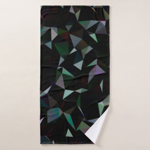 Dark Black triangle mosaic pattern. Geometric illu Bath Towel