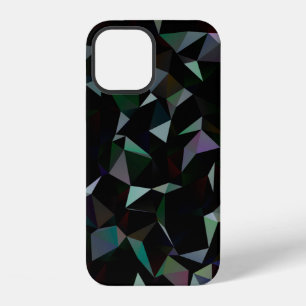 Dark Black triangle mosaic pattern. Geometric illu iPhone 12 Case