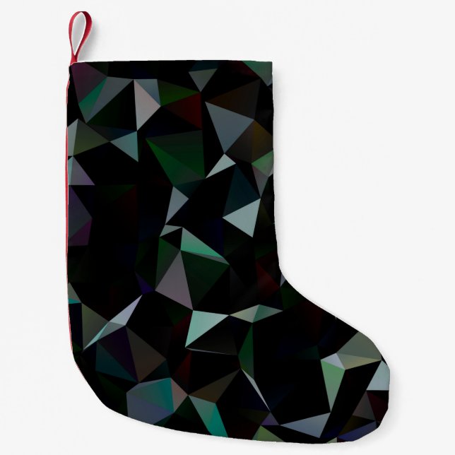 Dark Black triangle mosaic pattern. Geometric illu Small Christmas Stocking (Front)