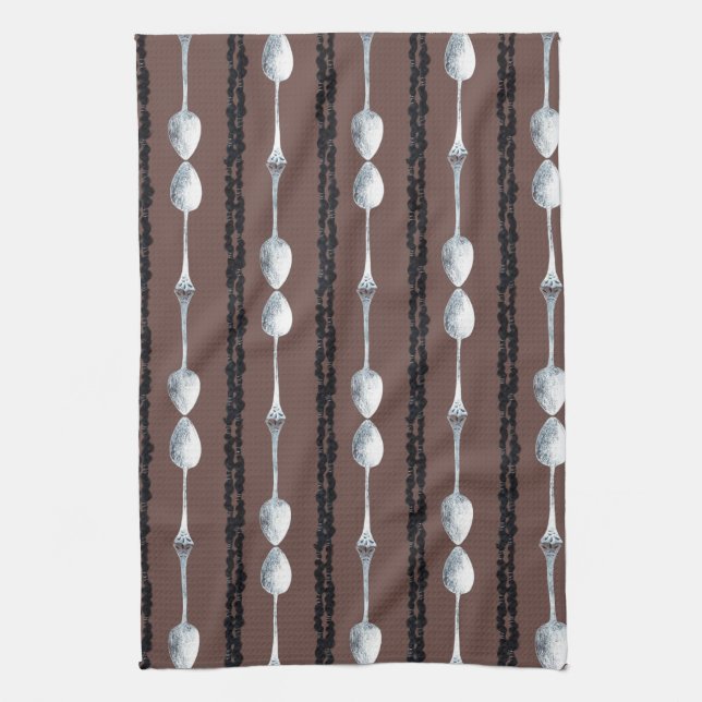 Dark Blend, Silver Spoon Tea Towel (Vertical)