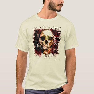 Dark blood splatter scary Skull T-Shirt