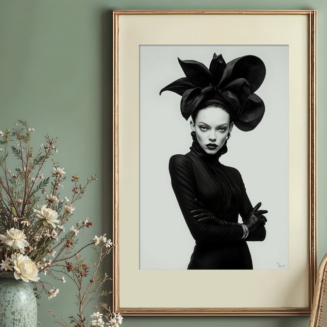 Dark Bloom: Sculptural Monochrome Fashion Poster (Creator Uploaded)