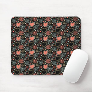 Dark Blooms Delight: Floral Seamless Pattern Mouse Pad