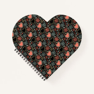 Dark Blooms Delight: Floral Seamless Pattern Notebook