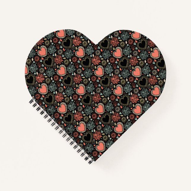 Dark Blooms Delight: Floral Seamless Pattern Notebook (Front)