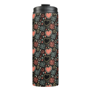 Dark Blooms Delight: Floral Seamless Pattern Thermal Tumbler