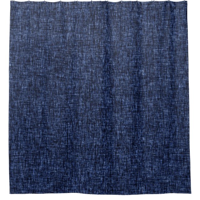 Dark Blue 2 Tone Abstract Crosshatch Shower Curtain (Front)