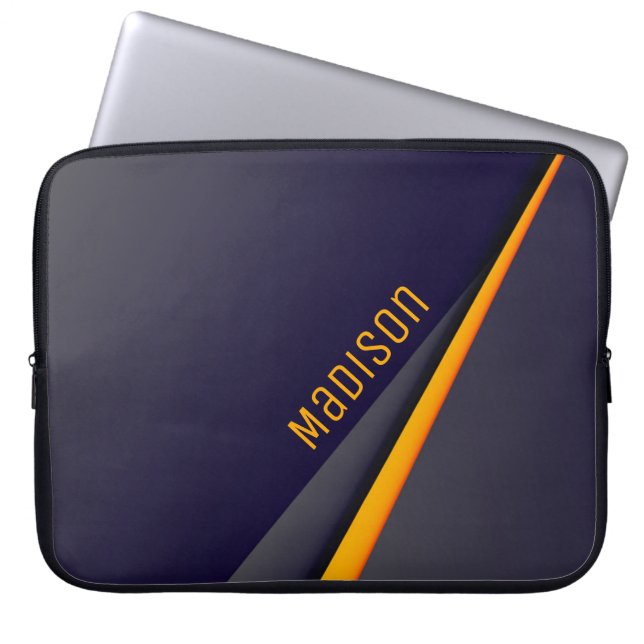 Dark Blue Abstract Background and Customisation Laptop Sleeve (Front)