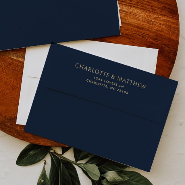 Dark Blue Abstract Celestial Liner Wedding Envelope (Creator Uploaded)