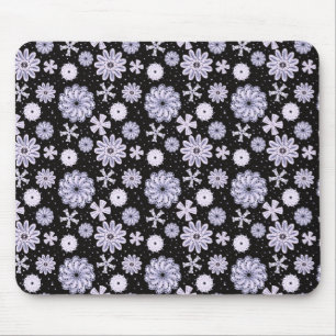 Dark Blue Abstract Flower pattern Mouse Pad