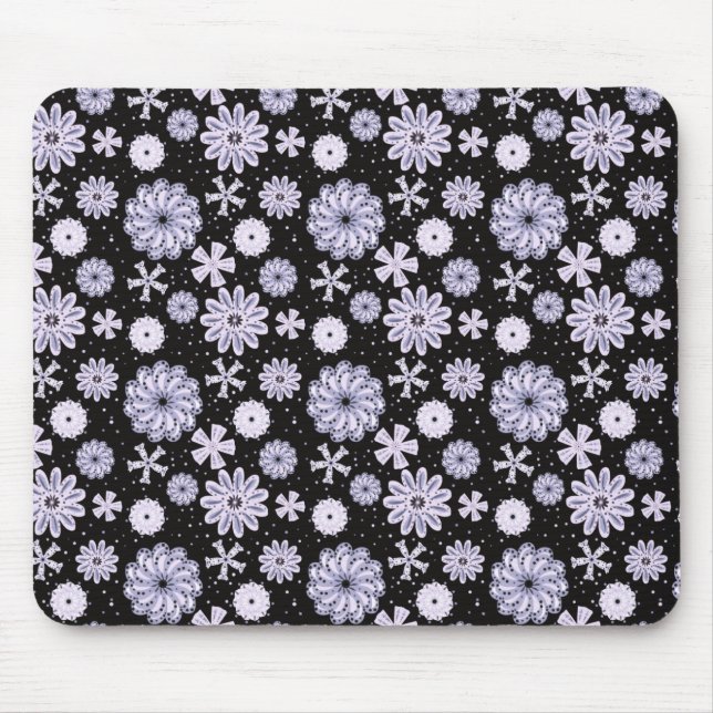 Dark Blue Abstract Flower pattern Mouse Pad (Front)