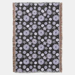 Dark Blue Abstract Flower pattern Throw Blanket