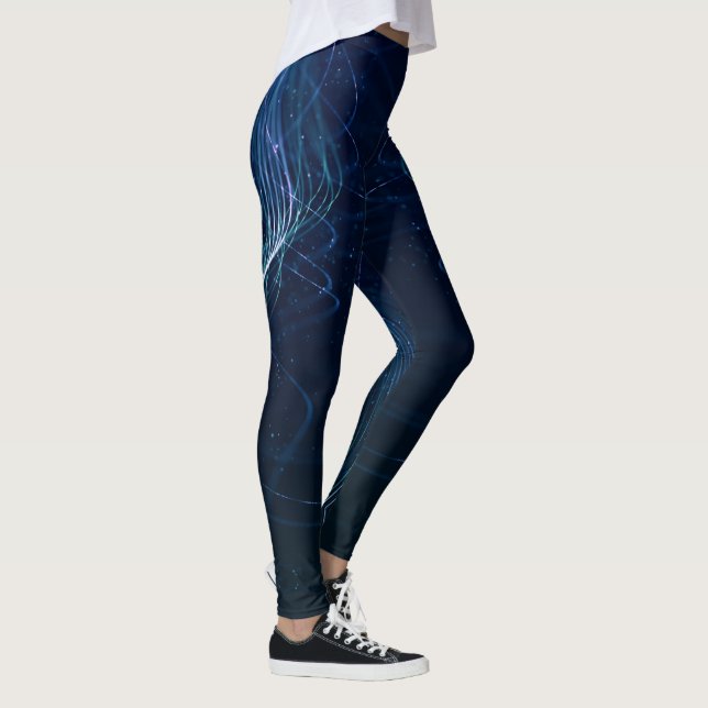 Dark Blue Abstract Lines Leggings (Right)