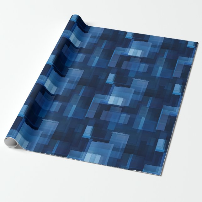 Dark Blue Abstract Paint  Wrapping Paper (Unrolled)