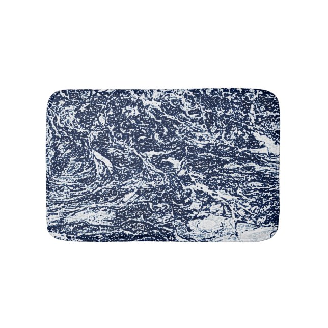 Dark Blue Abstract Pattern Bath Mat (Front)