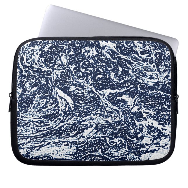 Dark Blue Abstract Pattern Laptop Sleeve (Front)
