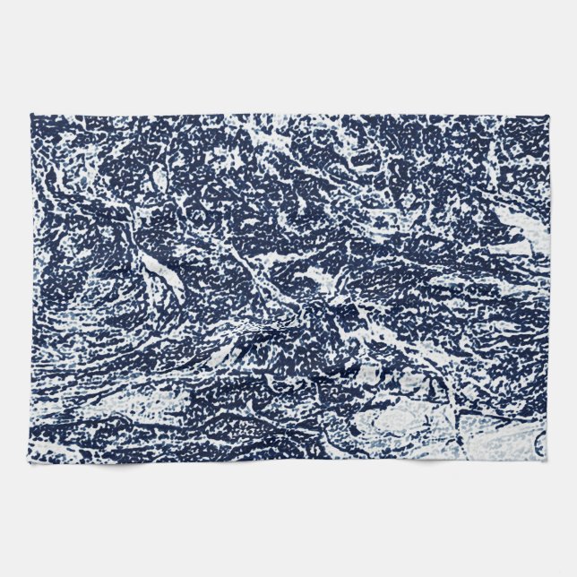 Dark Blue Abstract Pattern Tea Towel (Horizontal)