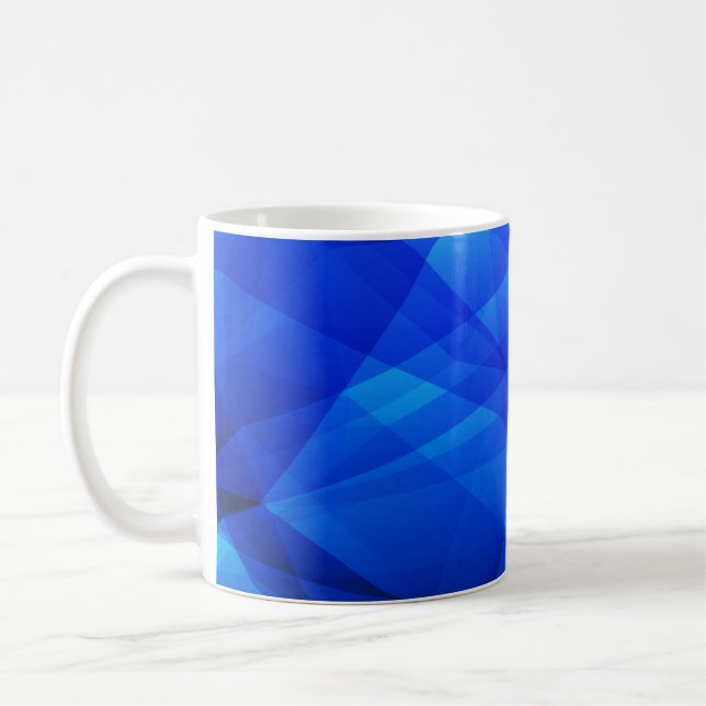 Dark BLUE abstract polygonal. Triangular geometric Coffee Mug (Left)