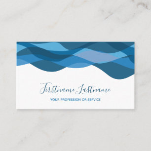 Dark blue abstract waves calligraphy business card
