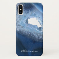 Dark Blue Agate Geode Monogram