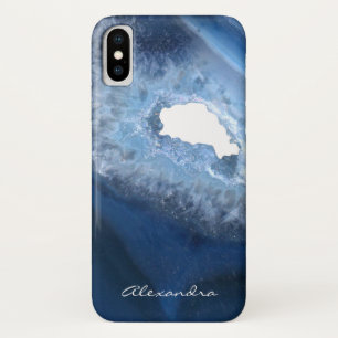 Dark Blue Agate Geode Monogram Case-Mate iPhone Case