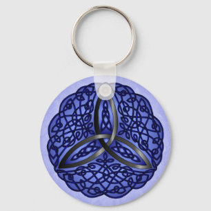Dark Blue and Black Celtic Art Trinity Knot Key Ring