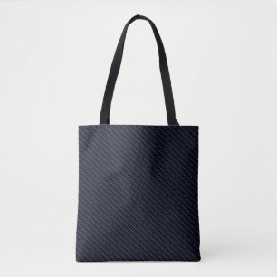 Dark Blue and Black Diagonal Striped Tote Bag