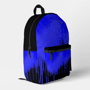 dark blue and black drip printed backpack