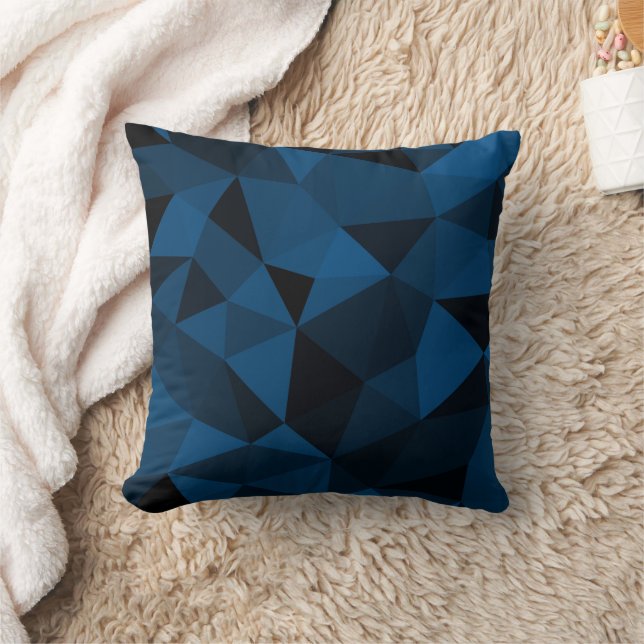 Dark blue and black geometric mesh pattern cushion (Blanket)