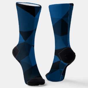Dark blue and black geometric mesh pattern socks