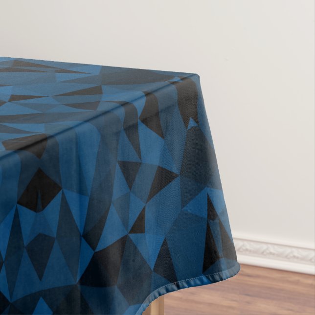 Dark blue and black geometric mesh pattern tablecloth (In Situ)