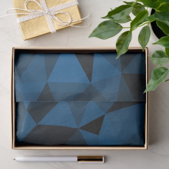 Dark blue and black geometric mesh pattern tissue paper (Gift)