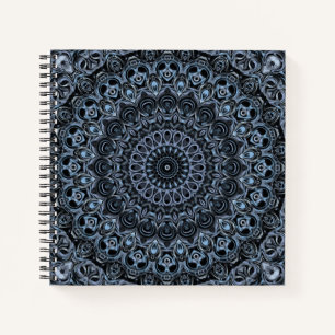 Dark Blue and Black Mandala Pattern Design Notebook
