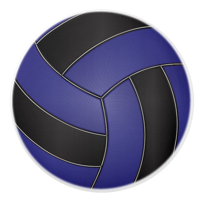 Dark Blue and Black Volleyball Ceramic Knob (Front)