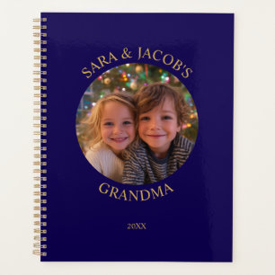 Dark Blue and Gold Round Photo for Grandma Planner