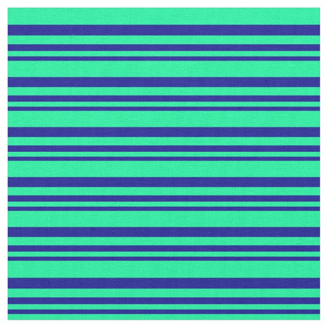 Dark Blue and Green Coloured Pattern of Stripes Fabric (Close Up)