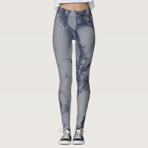 Dark Blue and Grey Marble Texture Leggings