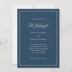 Dark Blue and Ivory   Italian Elegance Wedding Invitation