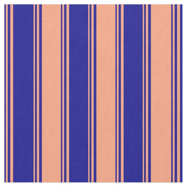 Dark Blue and Light Salmon Pattern of Stripes Fabric (Close Up)
