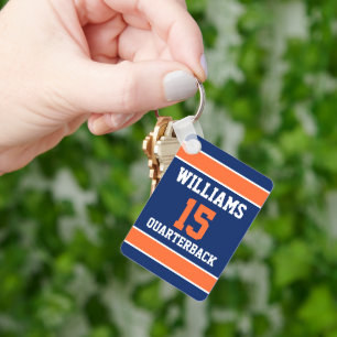 Dark Blue and Orange Key Ring