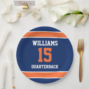 Dark Blue and Orange Paper Plate