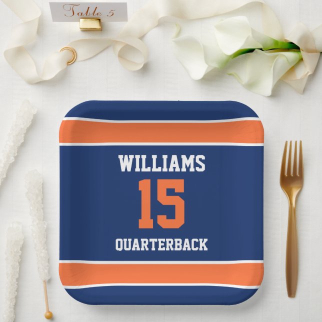 Dark Blue and Orange Paper Plate (Wedding)